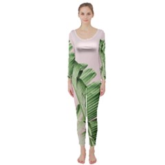 Palm Leaves On Pink Long Sleeve Catsuit by goljakoff