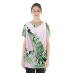 Palm Leaves On Pink Skirt Hem Sports Top by goljakoff