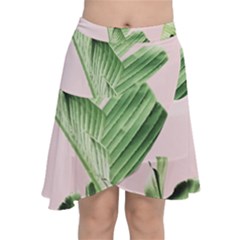 Palm Leaves On Pink Chiffon Wrap Front Skirt by goljakoff