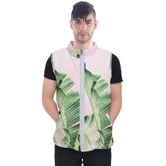 Palm Leaves On Pink Men s Puffer Vest by goljakoff