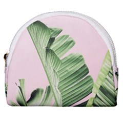 Palm Leaves On Pink Horseshoe Style Canvas Pouch by goljakoff