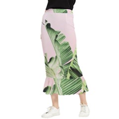 Palm Leaves On Pink Maxi Fishtail Chiffon Skirt by goljakoff