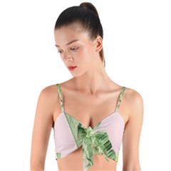 Palm Leaves On Pink Woven Tie Front Bralet by goljakoff