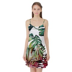 Tropical Leaves Satin Night Slip by goljakoff