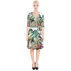 Tropical Leaves Wrap Up Cocktail Dress by goljakoff