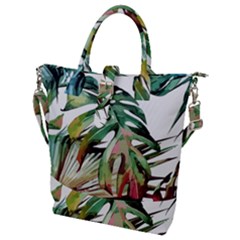 Tropical Leaves Buckle Top Tote Bag by goljakoff