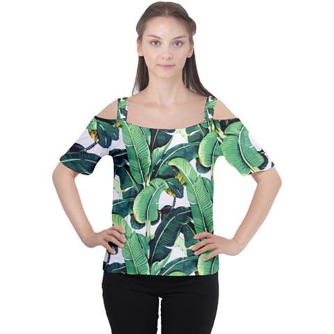 Banana Leaves Cutout Shoulder Tee by goljakoff