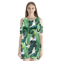 Banana Leaves Shoulder Cutout Velvet One Piece by goljakoff