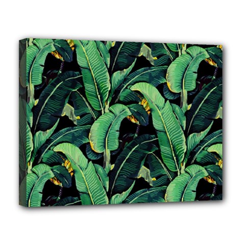 Night Banana Leaves Canvas 14  X 11  (stretched) by goljakoff