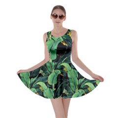 Night Banana Leaves Skater Dress by goljakoff