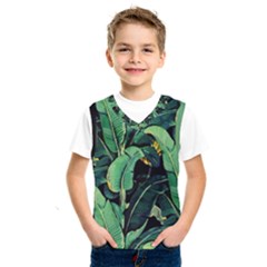 Night Banana Leaves Kids  Basketball Tank Top by goljakoff