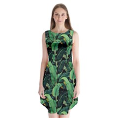 Night Banana Leaves Sleeveless Chiffon Dress  