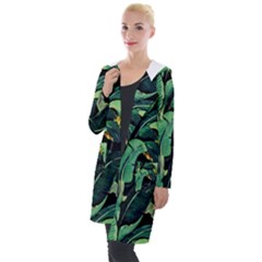 Night Banana Leaves Hooded Pocket Cardigan by goljakoff