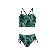 Night Banana Leaves Girls  Tankini Swimsuit by goljakoff