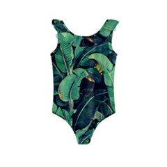 Night Banana Leaves Kids  Frill Swimsuit by goljakoff