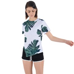 Banana Leaves Asymmetrical Short Sleeve Sports Tee by goljakoff