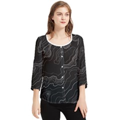 Topography Map Chiffon Quarter Sleeve Blouse by goljakoff