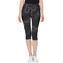 Topography Map Inside Out Lightweight Velour Capri Leggings  by goljakoff