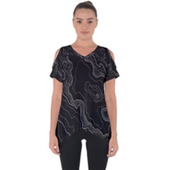 Black Topography Cut Out Side Drop Tee by goljakoff