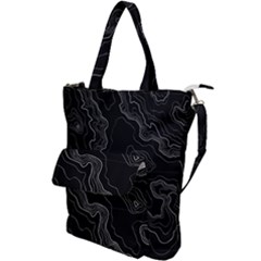 Black Topography Shoulder Tote Bag by goljakoff