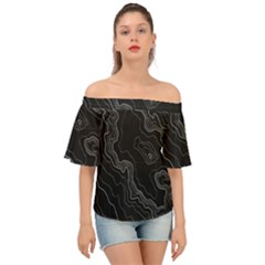 Black Topography Off Shoulder Short Sleeve Top by goljakoff