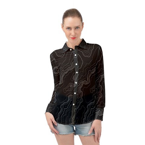 Topography Map Long Sleeve Chiffon Shirt by goljakoff