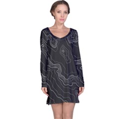 Black Topography Long Sleeve Nightdress by goljakoff