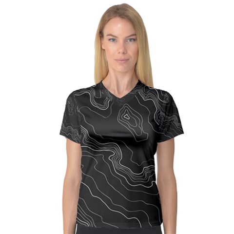 Black Topography V-neck Sport Mesh Tee by goljakoff