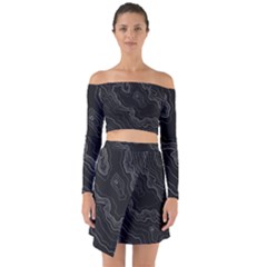 Black Topography Off Shoulder Top With Skirt Set by goljakoff