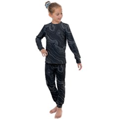 Black Topography Kids  Long Sleeve Set  by goljakoff