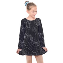 Black Topography Kids  Long Sleeve Dress by goljakoff