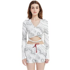 Topography Map Velvet Wrap Crop Top And Shorts Set by goljakoff