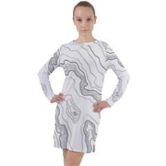 Topography Map Long Sleeve Hoodie Dress by goljakoff