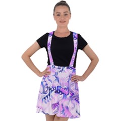 Hydrangea Blossoms Fantasy Gardens Pastel Pink And Blue Velvet Suspender Skater Skirt by CrypticFragmentsDesign