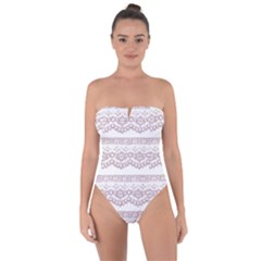 Purple-lace Tie Back One Piece Swimsuit by PollyParadise