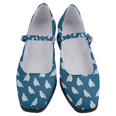 Cute Minimalistic Pattern With Light Blue Birds On Blue Background In  Hand-drawn Style    Women s Mary Jane Shoes by EvgeniiaBychkova