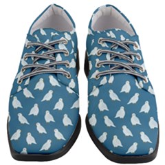 Cute Minimalistic Pattern With Light Blue Birds On Blue Background In  Hand-drawn Style    Women Heeled Oxford Shoes by EvgeniiaBychkova