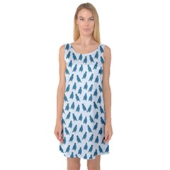 Cute Minimalistic Pattern With Blue Birds In  Scandinavian Style Sleeveless Satin Nightdress by EvgeniiaBychkova