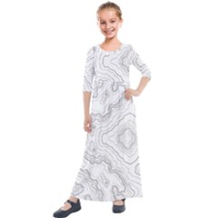 Topography Map Kids  Quarter Sleeve Maxi Dress by goljakoff