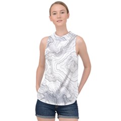 Topography Map High Neck Satin Top by goljakoff