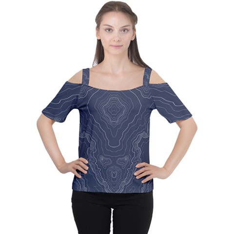 Blue Topography Cutout Shoulder Tee by goljakoff