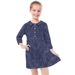 Blue Topography Kids  Quarter Sleeve Shirt Dress by goljakoff