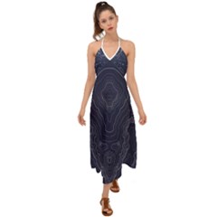 Blue Topography Halter Tie Back Dress  by goljakoff