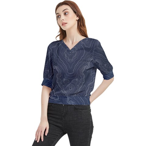 Blue Topography Quarter Sleeve Blouse by goljakoff