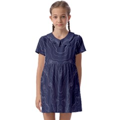 Blue Topography Kids  Asymmetric Collar Dress