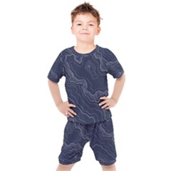 Topography Map Kids  Tee And Shorts Set by goljakoff