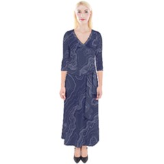 Topography Map Quarter Sleeve Wrap Maxi Dress by goljakoff