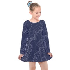 Topography Map Kids  Long Sleeve Dress by goljakoff