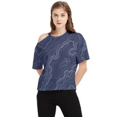 Topography Map One Shoulder Cut Out Tee by goljakoff