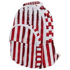 Red Stripes Rounded Multi Pocket Backpack by goljakoff